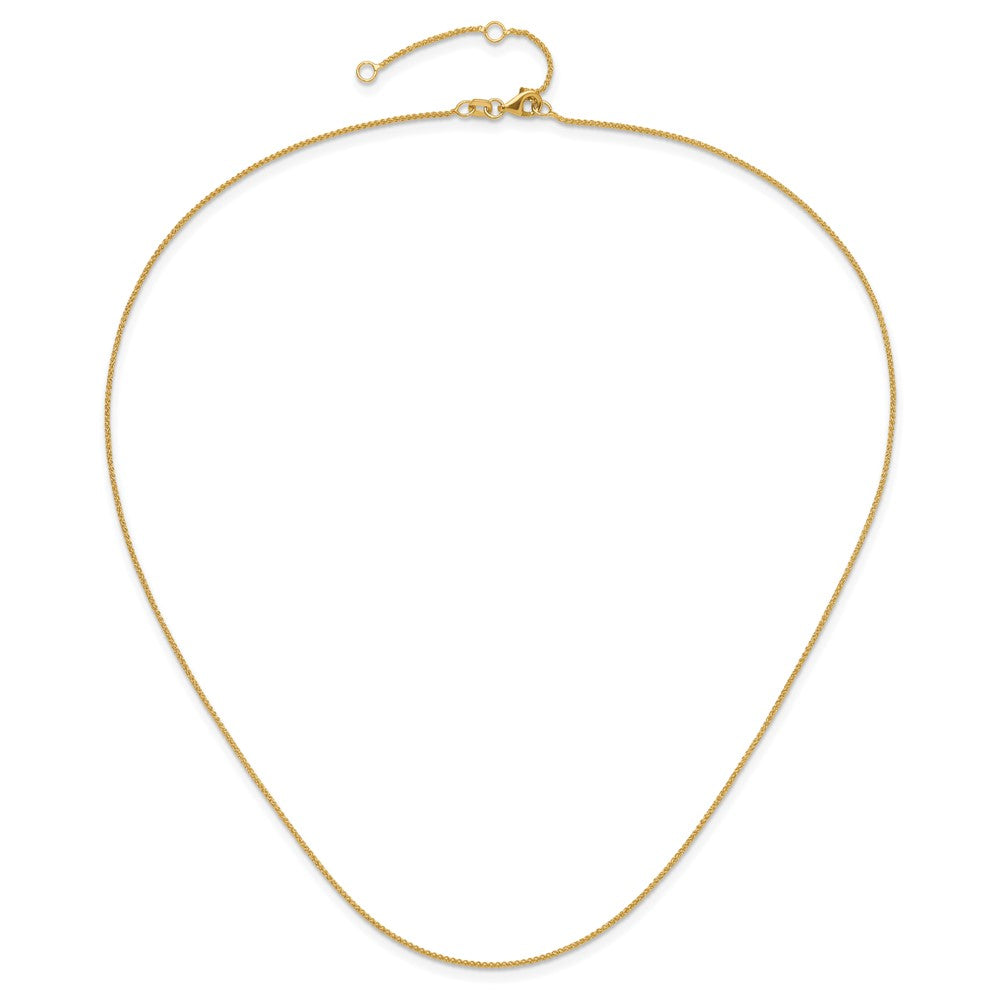 18 Inch 14K Yellow Gold 1mm Spiga 1In+1In Adjustable Chain Necklace