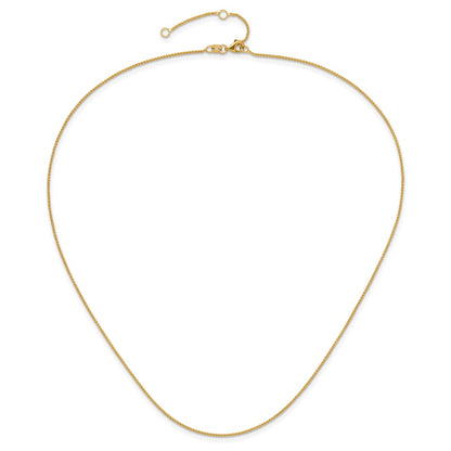 18 Inch 14K Yellow Gold 1mm Spiga 1In+1In Adjustable Chain Necklace