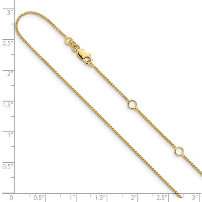 2 Inch 14K Yellow Gold 1mm Spiga 1In+1In Adjustable Chain Necklace