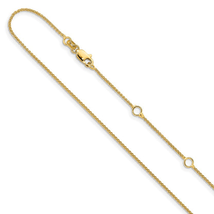 18 Inch 14K Yellow Gold 1mm Spiga 1In+1In Adjustable Chain Necklace