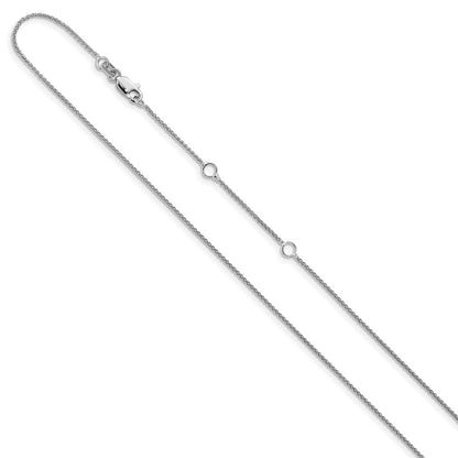 18 Inch 14K White Gold 1mm Spiga 1In+1In Adjustable Chain Necklace