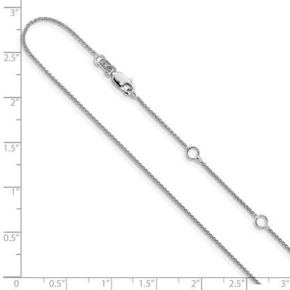 18 Inch 14K White Gold 1mm Spiga 1In+1In Adjustable Chain Necklace
