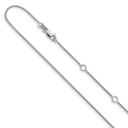 2 Inch 14K White Gold 1mm Spiga 1In+1In Adjustable Chain Necklace