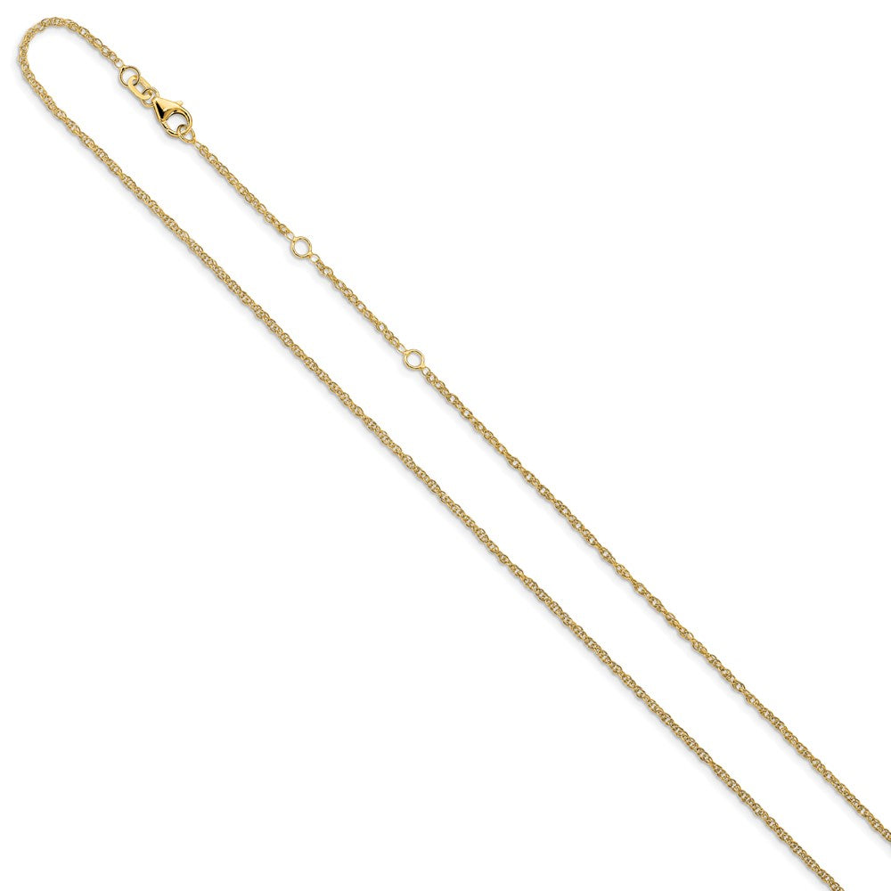 2 Inch 14K Yellow Gold 1.5mm D/C Loose Rope 1In+1In Adjustable Chain Necklace