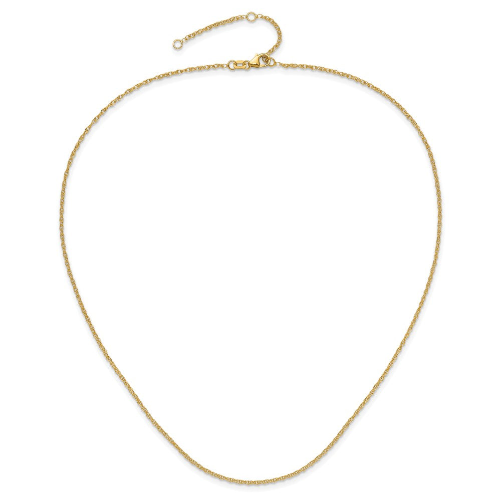 2 Inch 14K Yellow Gold 1.5mm D/C Loose Rope 1In+1In Adjustable Chain Necklace