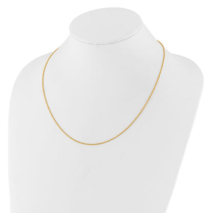 18 Inch 14K Yellow Gold 1.5mm D/C Loose Rope 1In+1In Adjustable Chain Necklace