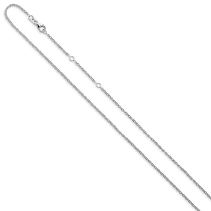 2 Inch 14K White Gold 1.5mm D/C Loose Rope 1In+1In Adjustable Chain Necklace