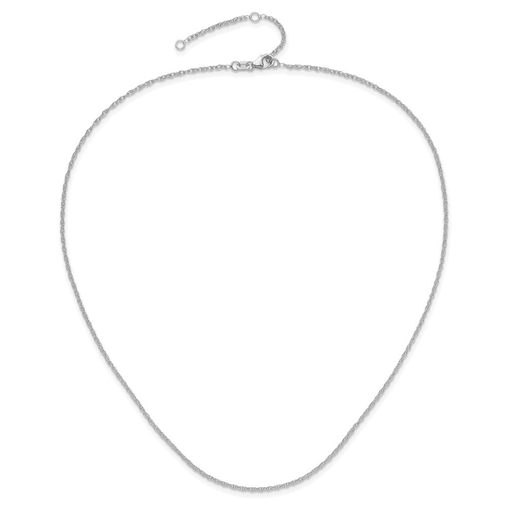 2 Inch 14K White Gold 1.5mm D/C Loose Rope 1In+1In Adjustable Chain Necklace