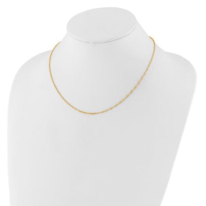 18 Inch 14K Yellow Gold 1.5mm Singapore 1In+1In Adjustable Chain Necklace