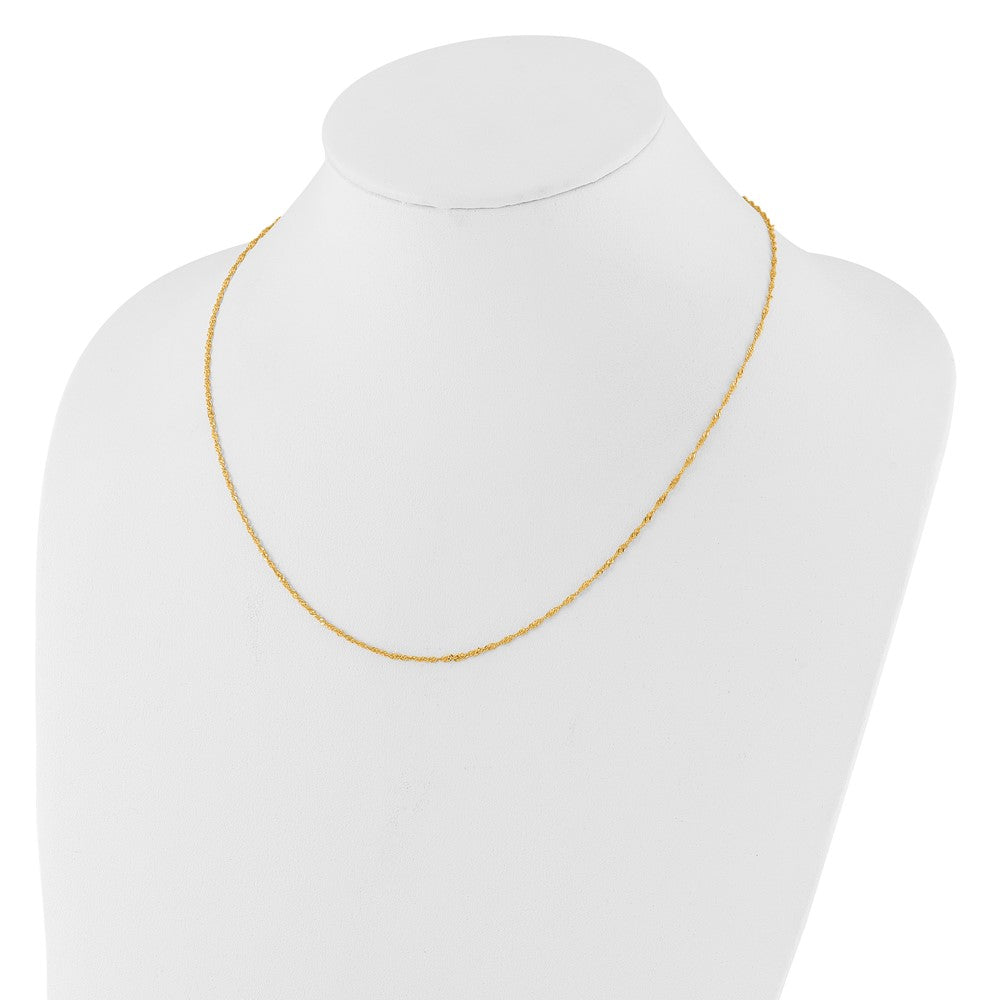 18 Inch 14K Yellow Gold 1.5mm Singapore 1In+1In Adjustable Chain Necklace