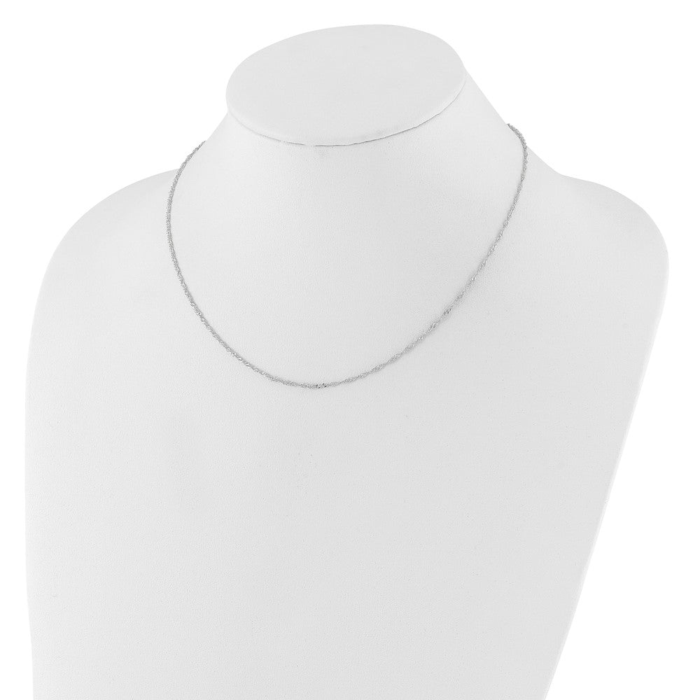 2 Inch 14K White Gold 1.5mm Singapore 1In+1In Adjustable Chain Necklace