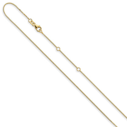 2 Inch 14K Yellow Gold .7mm Box 1In+1In Adjustable Chain Necklace
