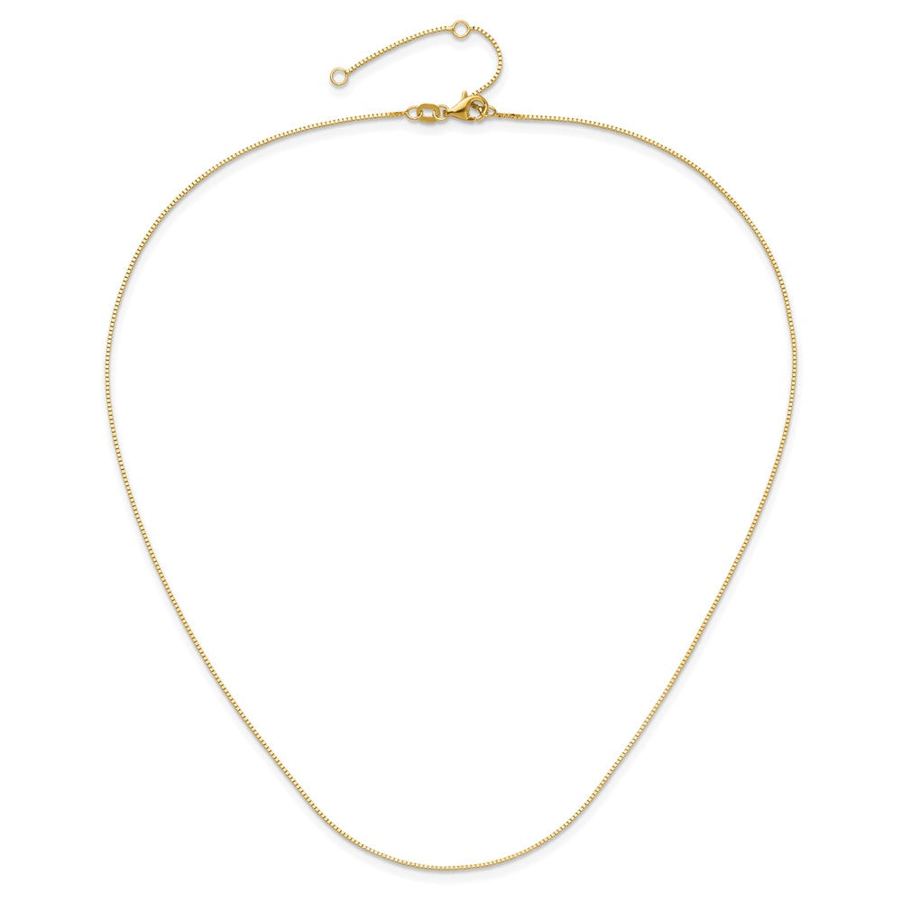 18 Inch 14K Yellow Gold .7mm Box 1In+1In Adjustable Chain Necklace