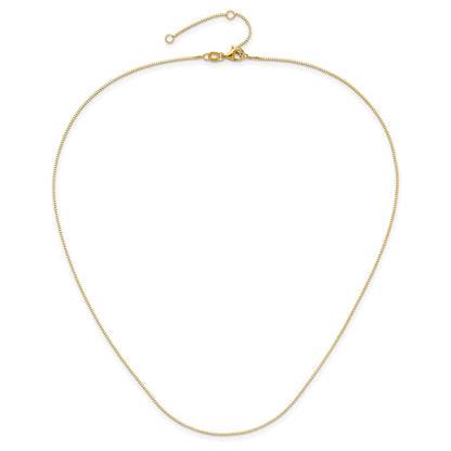 18 Inch 14K Yellow Gold .7mm Box 1In+1In Adjustable Chain Necklace