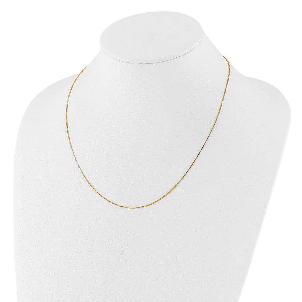 18 Inch 14K Yellow Gold .7mm Box 1In+1In Adjustable Chain Necklace