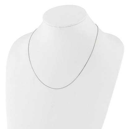 18 Inch 14K White Gold .7mm Box 1In+1In Adjustable Chain Necklace