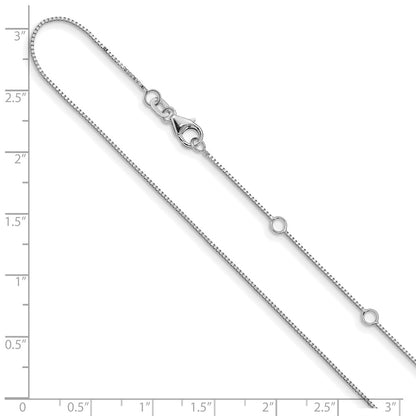 18 Inch 14K White Gold .7mm Box 1In+1In Adjustable Chain Necklace