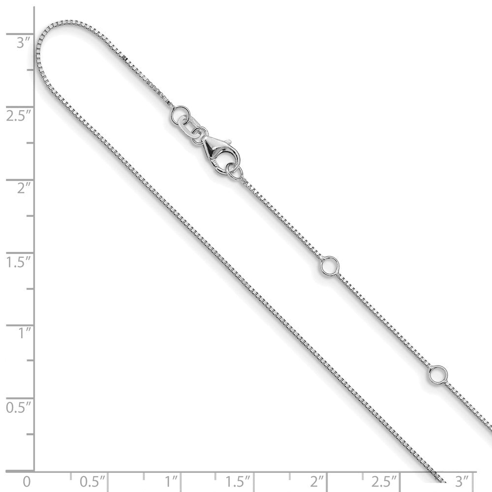 2 Inch 14K White Gold .7mm Box 1In+1In Adjustable Chain Necklace