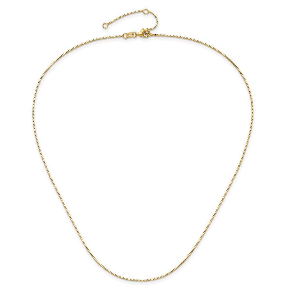 2 Inch 14K Yellow Gold .85mm Box 1In+1In Adjustable Chain Necklace