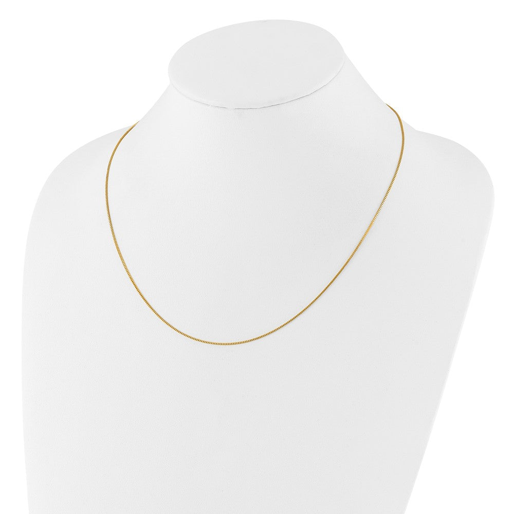 18 Inch 14K Yellow Gold .85mm Box 1In+1In Adjustable Chain Necklace