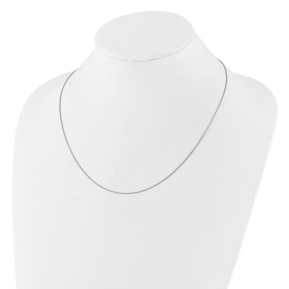 18 Inch 14K White Gold .85mm Box 1In+1In Adjustable Chain Necklace