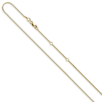 2 Inch 14K Yellow Gold .95mm Box 1In+1In Adjustable Chain Necklace