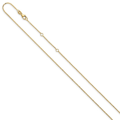 18 Inch 14K Yellow Gold 1.2mm Flat Cable 1In+1In Adjustable Chain Necklace