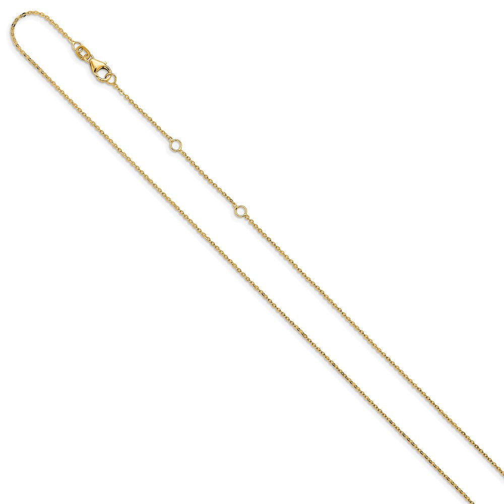 2 Inch 14K Yellow Gold 1.2mm Flat Cable 1In+1In Adjustable Chain Necklace