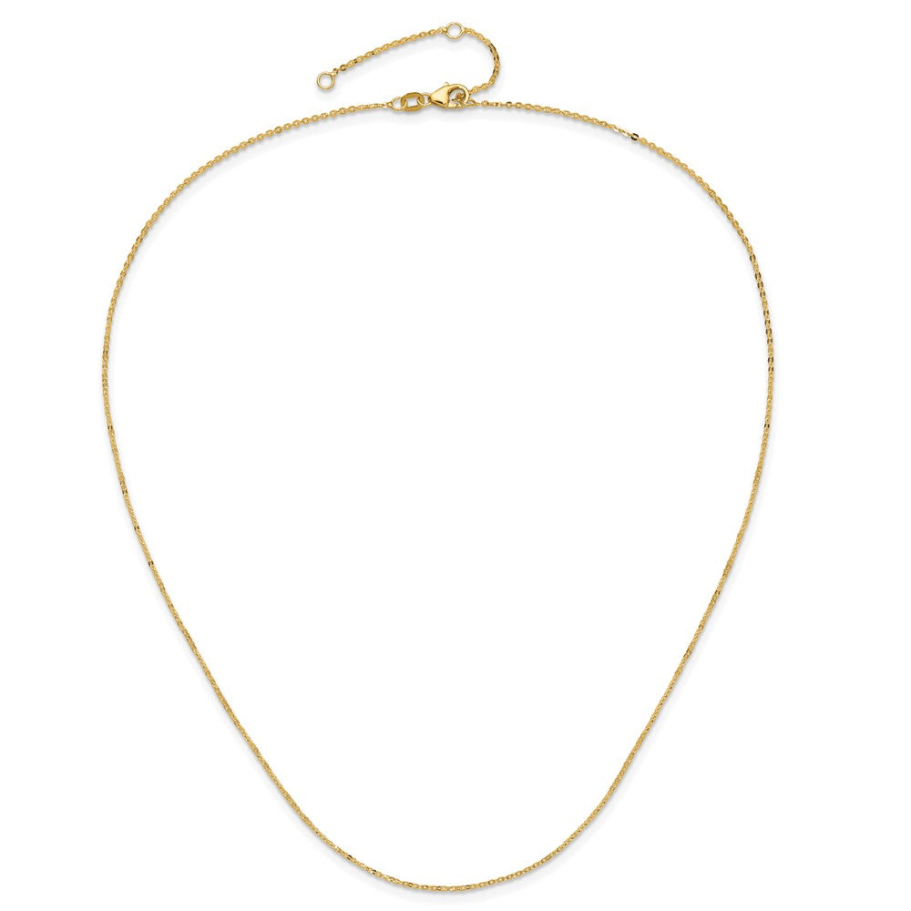 2 Inch 14K Yellow Gold 1.2mm Flat Cable 1In+1In Adjustable Chain Necklace