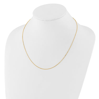18 Inch 14K Yellow Gold 1.2mm Flat Cable 1In+1In Adjustable Chain Necklace