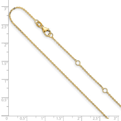 2 Inch 14K Yellow Gold 1.2mm Flat Cable 1In+1In Adjustable Chain Necklace