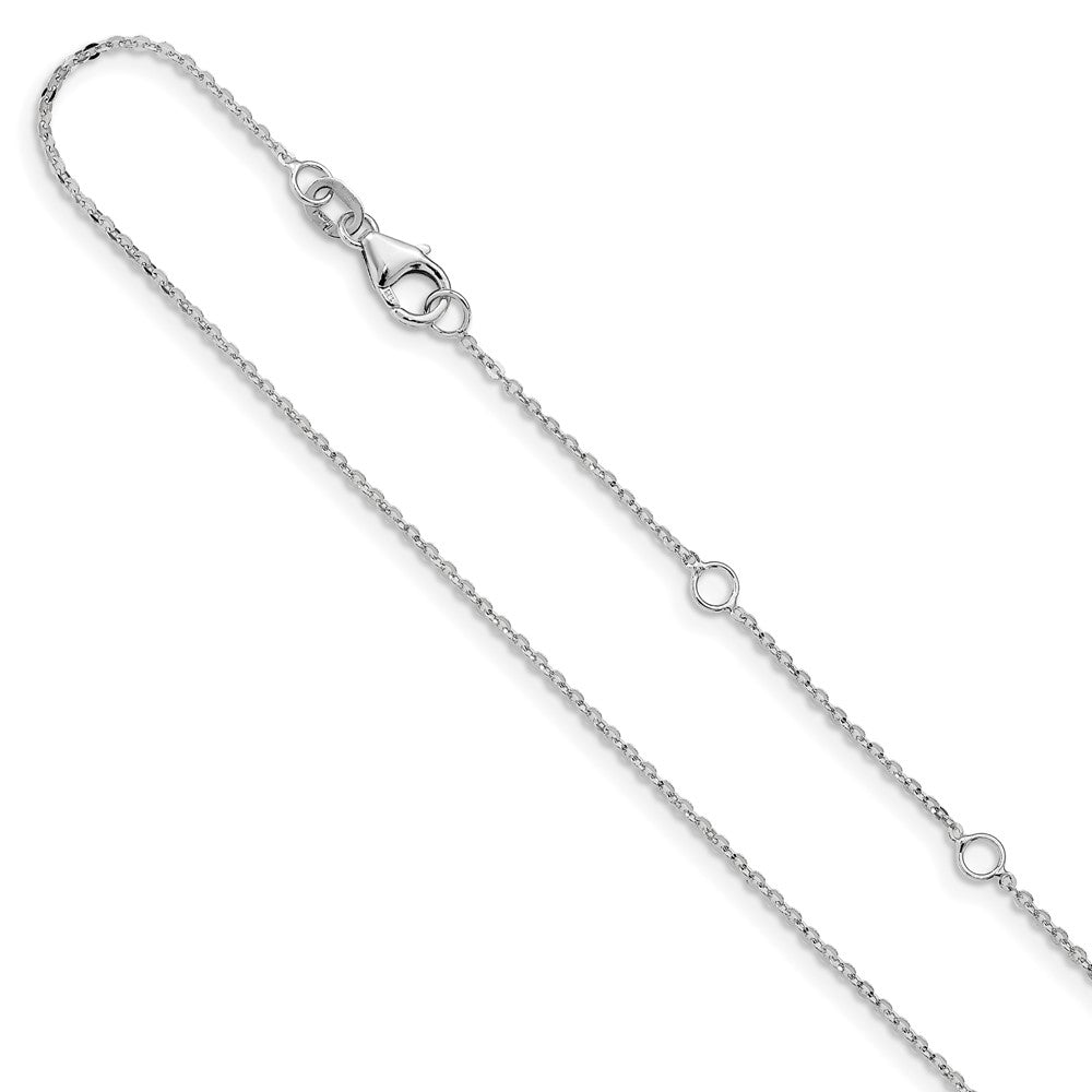 18 Inch 14K White Gold 1.2mm Flat Cable 1In+1In Adjustable Chain Necklace