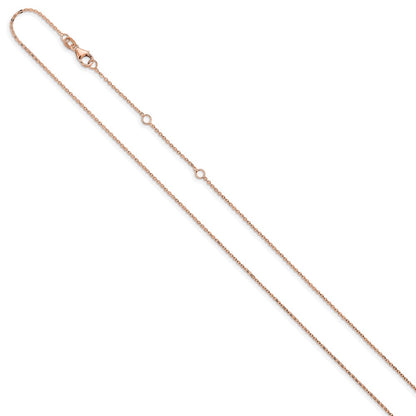 18 Inch 14K Rose Gold 1.2mm Flat Cable 1In+1In Adjustable Chain Necklace