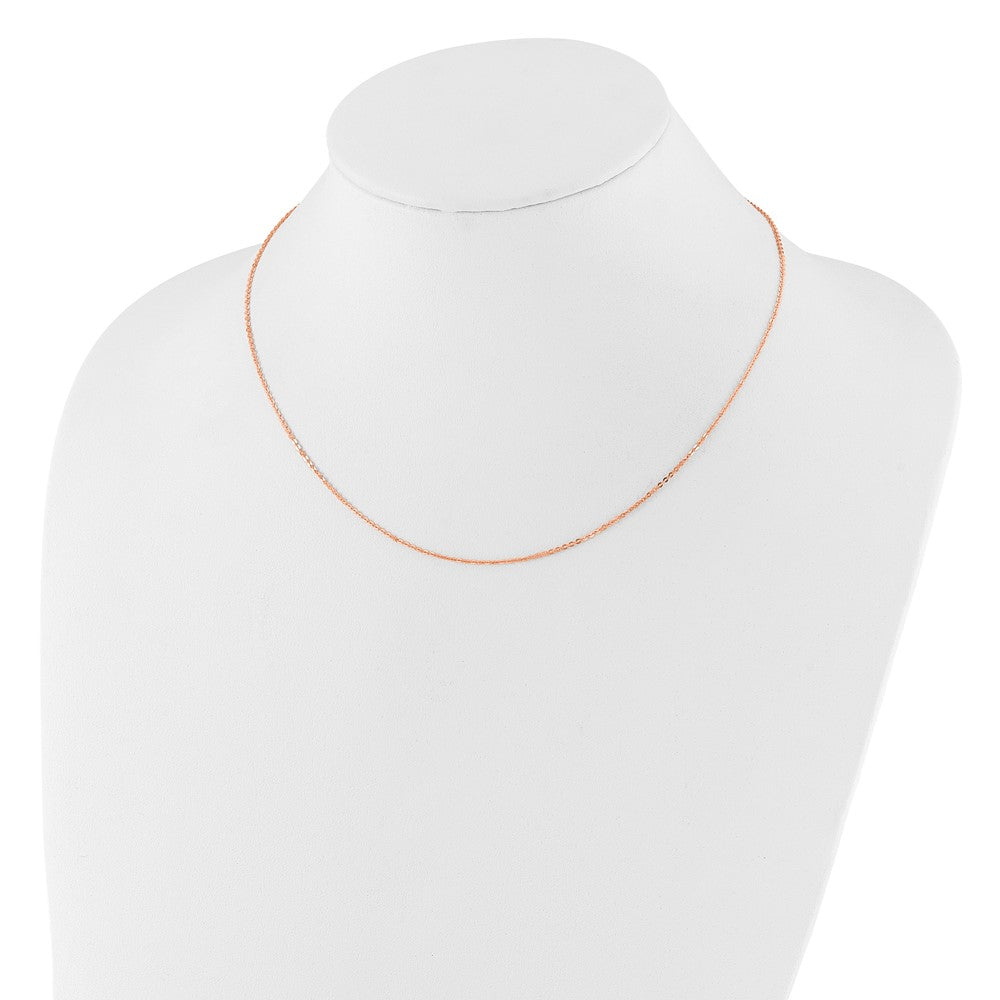 2 Inch 14K Rose Gold 1.2mm Flat Cable 1In+1In Adjustable Chain Necklace