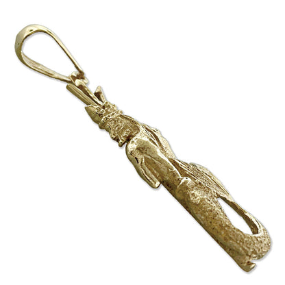 14K Gold 3D Poseidon Holding A Trident Pendant