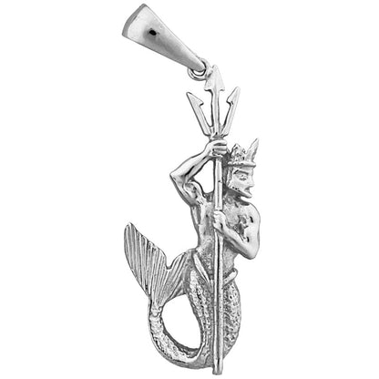 14K Gold 3D Poseidon Holding A Trident Pendant