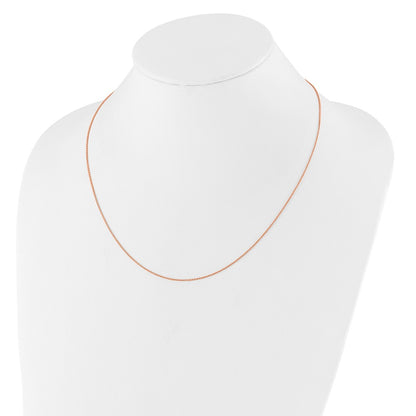 18 Inch 14K Rose Gold 1.25mm Round Cable 1In+1In Adjustable Chain Necklace