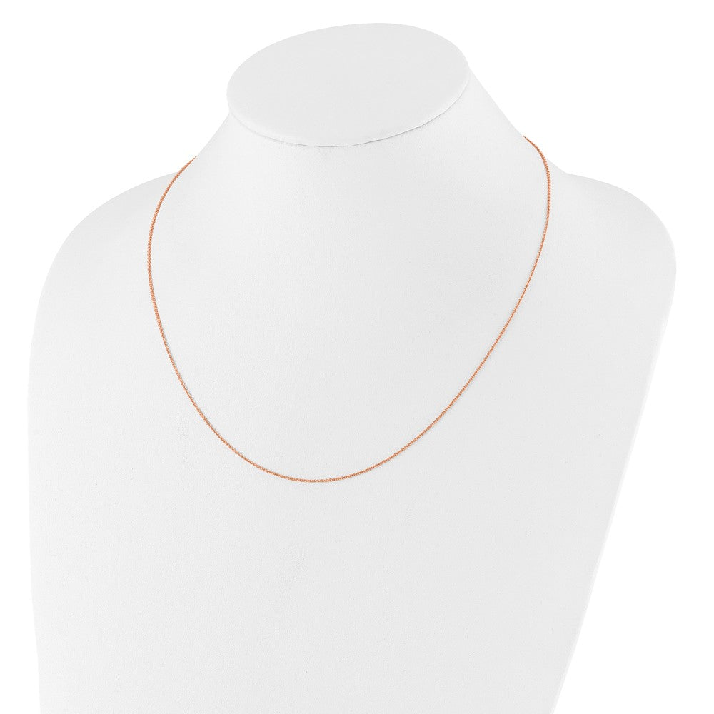 2 Inch 14K Rose Gold 1.25mm Round Cable 1In+1In Adjustable Chain Necklace