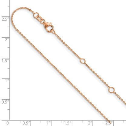 18 Inch 14K Rose Gold 1.25mm Round Cable 1In+1In Adjustable Chain Necklace
