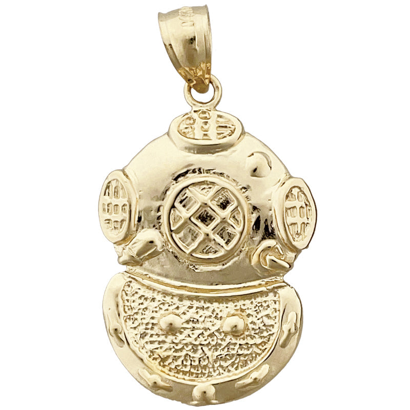14K Gold Scuba Diving Helmet Pendant