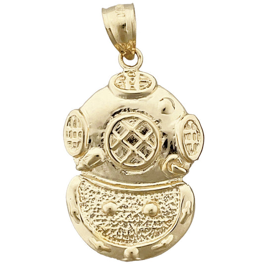 14K Gold Scuba Diving Helmet Pendant