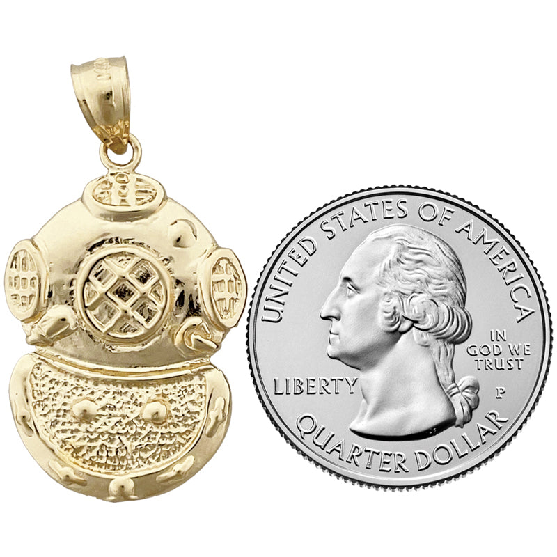 14K Gold Scuba Diving Helmet Pendant