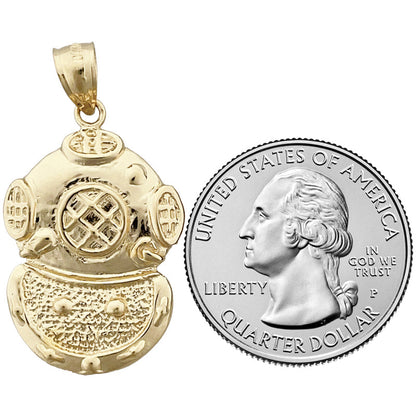 14K Gold Scuba Diving Helmet Pendant