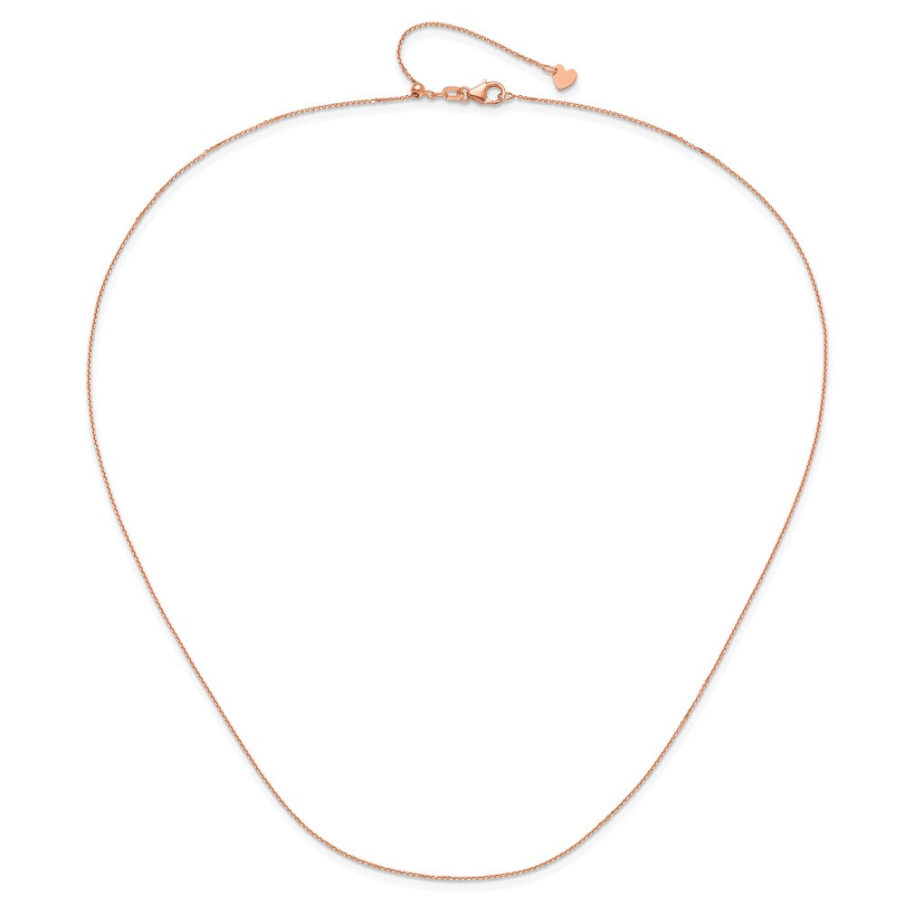 22 Inch 14K Rose Gold Adjustable 1mm D/C Cable Chain Necklace