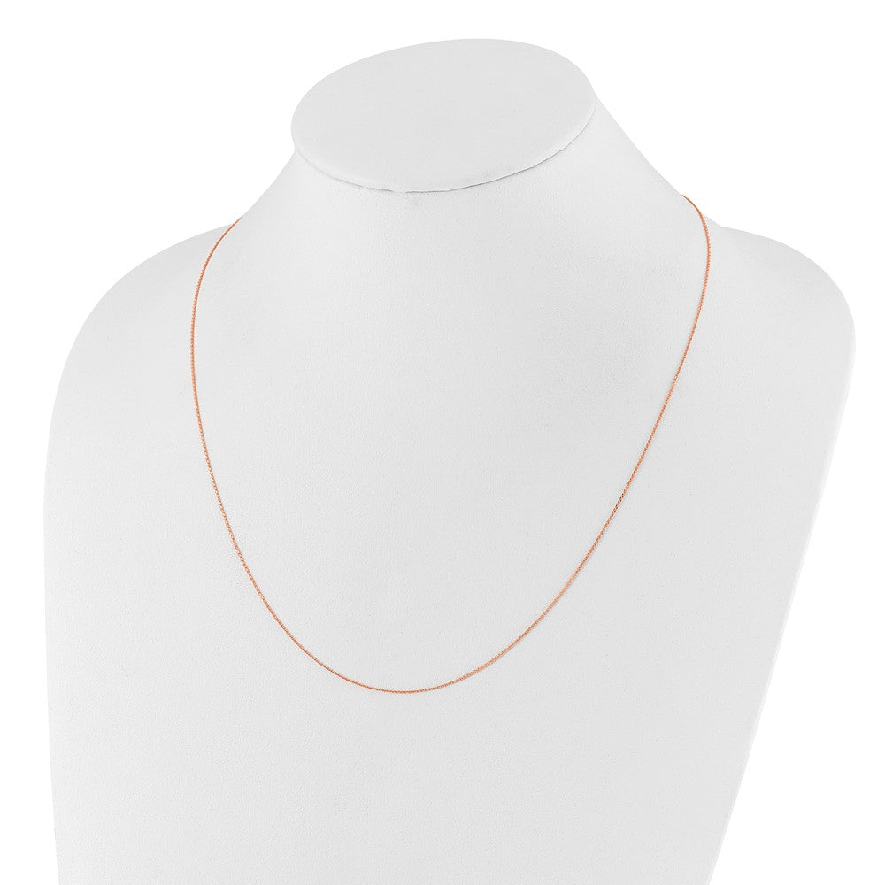 22 Inch 14K Rose Gold Adjustable 1mm D/C Cable Chain Necklace