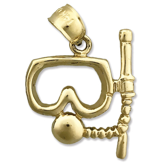 14K Gold Scuba Snorkel with Mask Charm