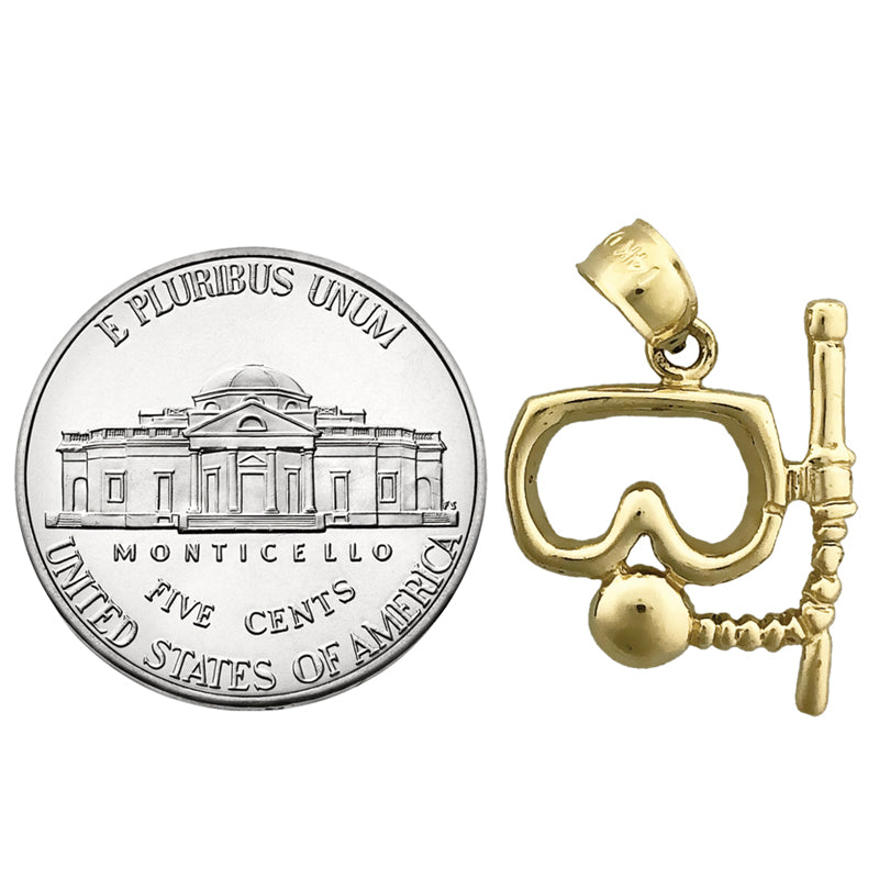 14K Gold Scuba Snorkel with Mask Charm