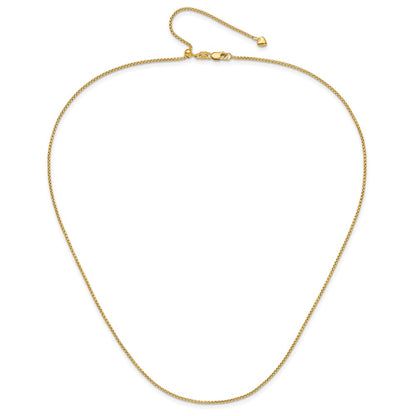 26 Inch 14K Yellow Gold Adjustable 1.35mm Round Box Chain Necklace