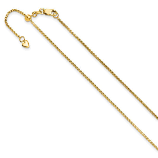 26 Inch 14K Yellow Gold Adjustable 1.35mm Round Box Chain Necklace
