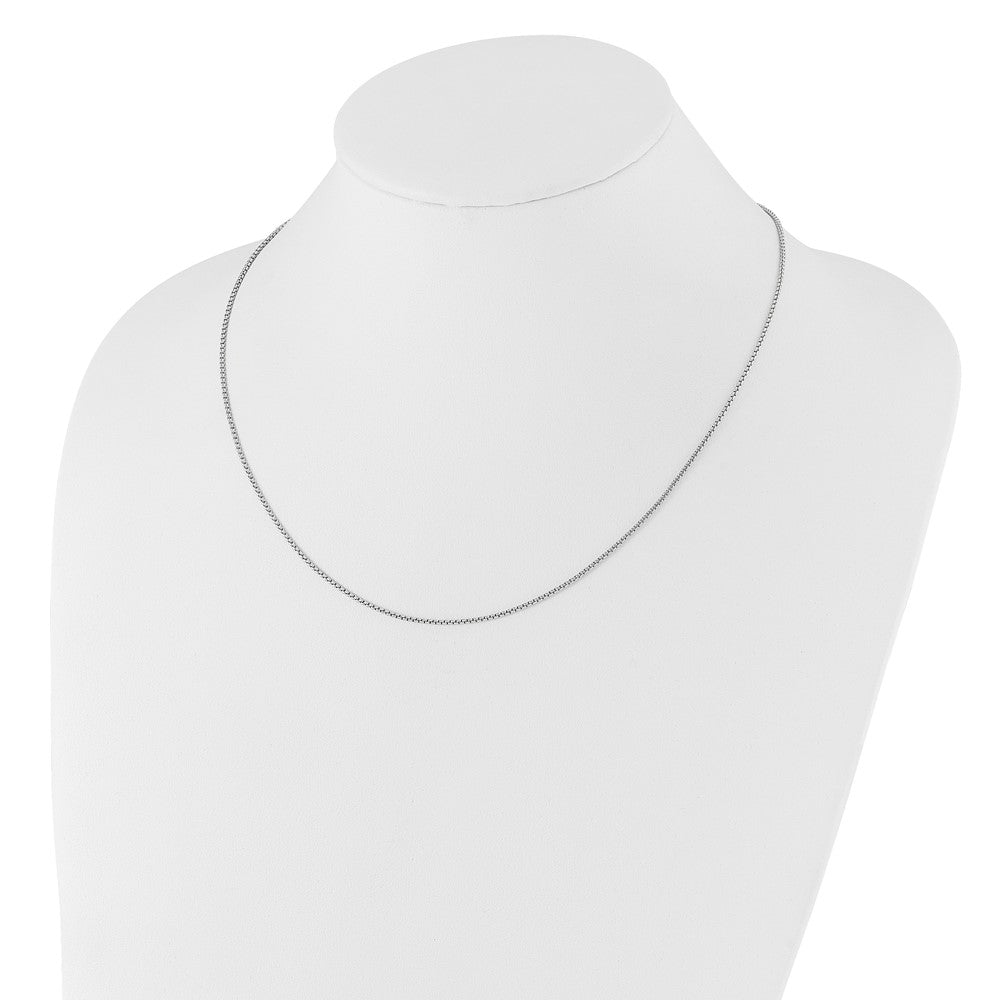 22 Inch 14K White Gold Adjustable 1.35mm Round Box Chain Necklace